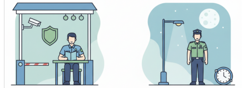 Campus security guard on duty at the main gate